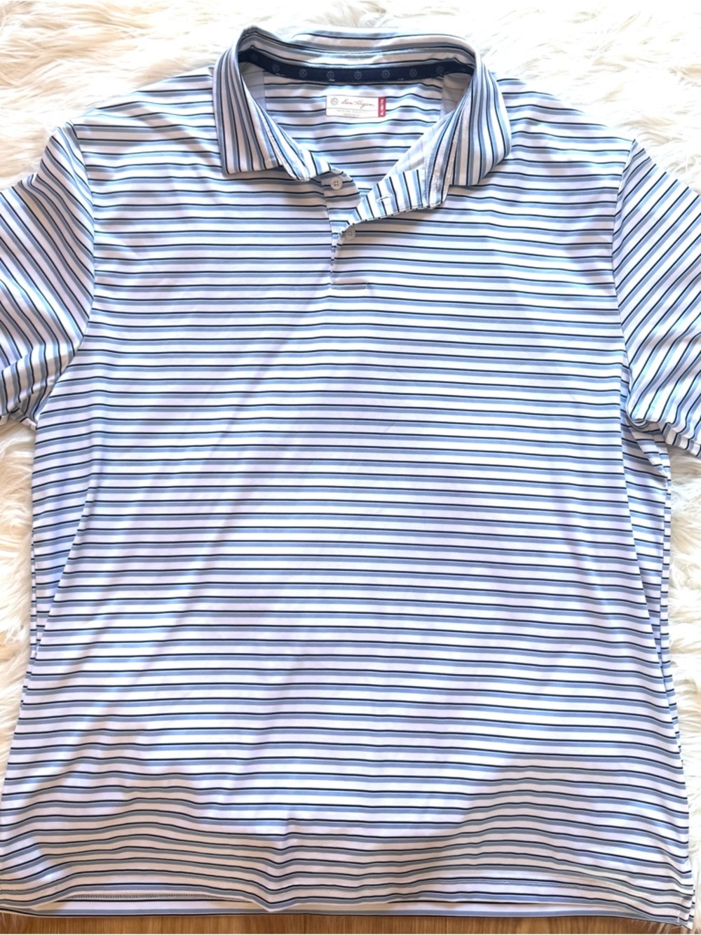 Hogan Striped Polo in White, Light Blue and Navy